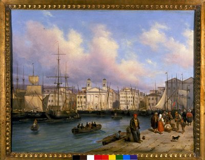 Vue du port de Trieste, peinture de G. Canelia - Giuseppe Canella