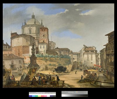 Vue de la Piazza della Vetra à Milan, 1833 - Giuseppe Elena