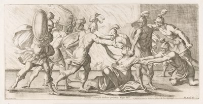 Les Grecs traînent Cassandre hors du temple - Giuseppe Maria Mitelli