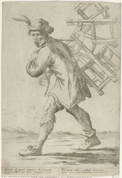 Vendeur de chaises (Vendeurs de rue à Bologne) - Giuseppe Maria Mitelli
