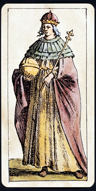 La Papesse Jeanne représentée sur un jeu de Tarot manuscrit par C.M.Mitelli - Giuseppe Maria Mitelli