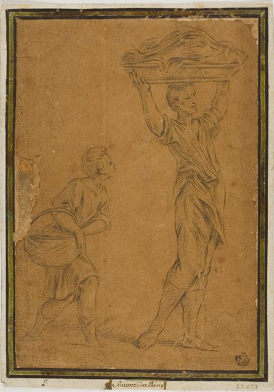 Deux garçons portant des paniers - Giuseppe Maria Mitelli