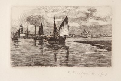 Bateaux dans la lagune - Giuseppe Miti Zanetti