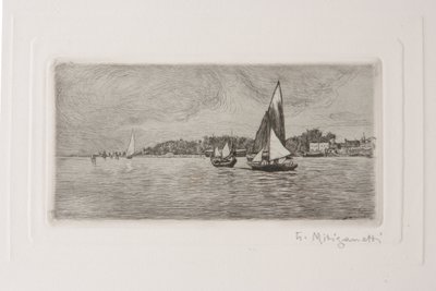 Bateaux dans la lagune - Giuseppe Miti Zanetti