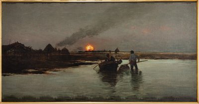 Pêche au coucher du soleil - Giuseppe Miti Zanetti