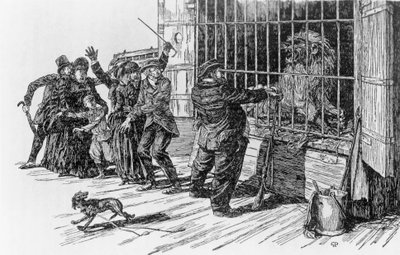 Tartarin et la cage du lion, illustration pour Tartarin sur les Alpes d
