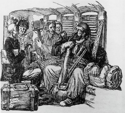 Tartarin dans une calèche pour Tartarin sur les Alpes par Alphonse Daudet, Milan - Giuseppe Porcheddu
