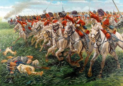 Premier Empire : la charge des Royal Scots Greys, régiment de dragons écossais, à Waterloo - Giuseppe Rava