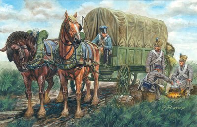 Premier Empire : le carrosse transportant la nourriture du régiment français - Giuseppe Rava