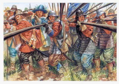 Première Révolution anglaise (1641-1649) : fantassins de la New Model Army d