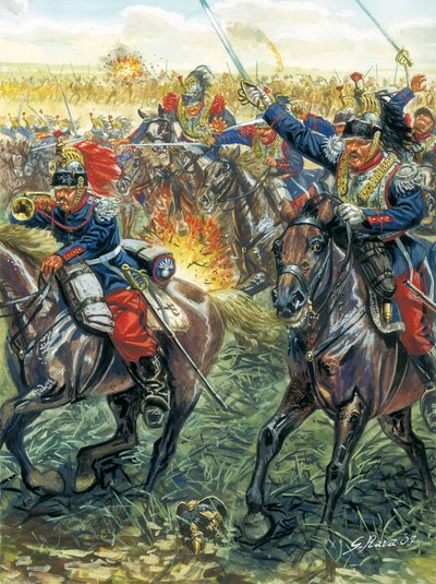 Guerre franco-allemande de 1870 : la charge des cuirassiers français à la bataille de Froeschwiller-Woerth le 6/08/1870 - Giuseppe Rava