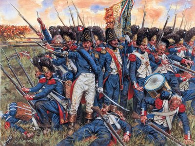 Guerre napoléonienne : la Grande Armée à la bataille de Waterloo le 18 juin 1815 poussée dans ses derniers retranchements (illustration de Giuseppe Rava) - Giuseppe Rava