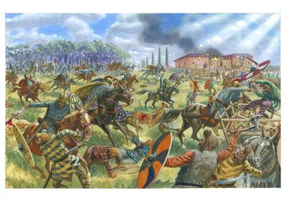 La cavalerie romaine combat l