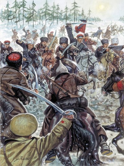 Guerre civile russe (1917-1923) : soldats du Caucase aux côtés des armées blanches en 1919 - Giuseppe Rava