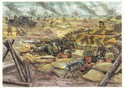 Seconde Guerre mondiale : Bataille de Koursk en 1943 entre les forces allemandes et soviétiques - Illustration de Giuseppe Rava - Giuseppe Rava