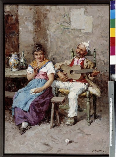 Scène de taverne Peinture par Giuseppe Sartori (1863-1922) Mention obligatoire : Collection fondation regards de Provence, Marseille - Giuseppe Sartori