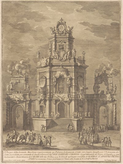 La Seconde Machine pour la Chinea de 1776 : Un Palais avec une Loggia pour le Tirage au Sort - Giuseppe Vasi, after Giuseppe Palazzi