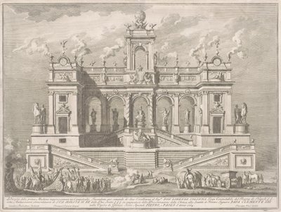 La Prima Macchina pour la Chinea de 1764 : Un bâtiment du Capitole - Giuseppe Vasi, after Tommaso Catrani, after Paolo Posi
