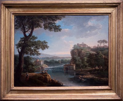 Vue de rivière avec pêcheur - Giuseppe Zais