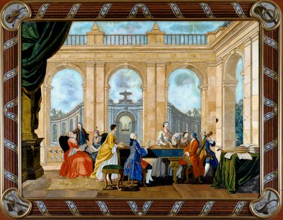 Panneau en marqueterie de pierres dures représentant la musique - Giuseppe Zocchi
