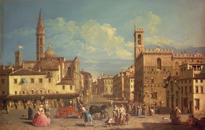 La Badia Fiorentina et le Palazzo Del Podesta à Piazza di San Firenze, vers 1754 - Giuseppe Zocchi