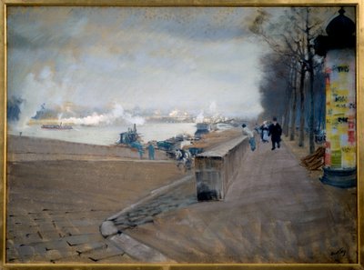 La Seine à Paris. Peinture de Giuseppe Nittis (1846-1884) - Giuseppe or Joseph de Nittis