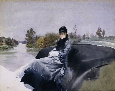 Dame dans une calèche - Giuseppe or Joseph de Nittis