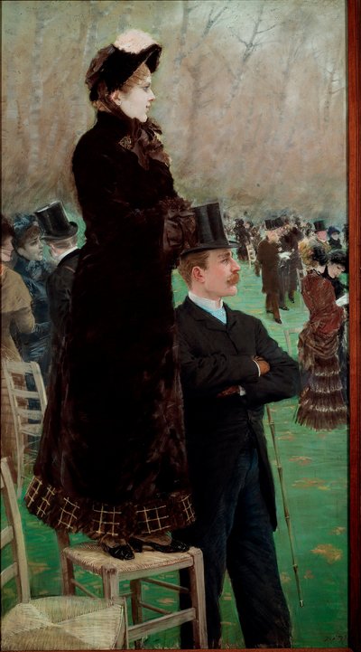 Les courses au Bois de Boulogne. Spectateurs regardant les courses de chevaux - Giuseppe or Joseph de Nittis