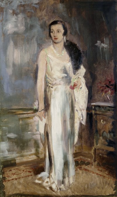 Portrait de Loelia, duchesse de Westminster, plus tard Lady Lindsay, en robe de soirée - Glyn Warren Philpot