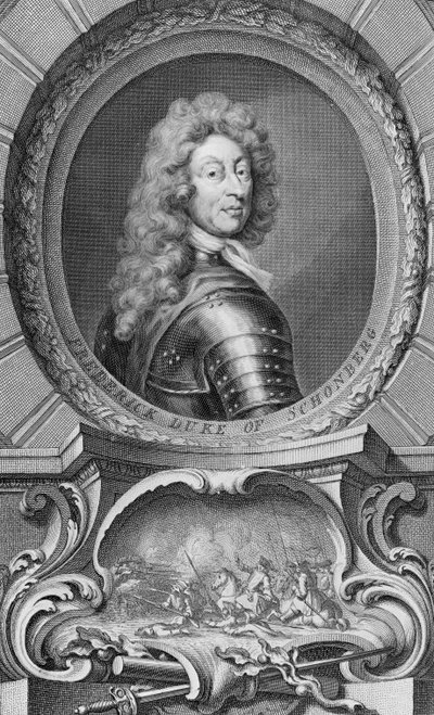 Frédéric, Duc de Schomberg (1615-90) gravé par Jacobus Houbraken (1698-1780) - Godfrey Kneller