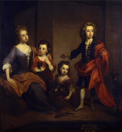 Portrait de Richard Boyle, 3e Comte de Burlington, avec ses trois sœurs, Elizabeth, Juliana et Jane Boyle, vers 1700 - Godfrey Kneller