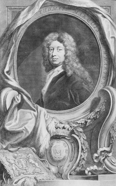 Portrait de Thomas Marquis de Wharton (1648-1715), gravé par Jacob Houbraken (1698-1780), publié par P. Knanton, 1744 - Godfrey Kneller