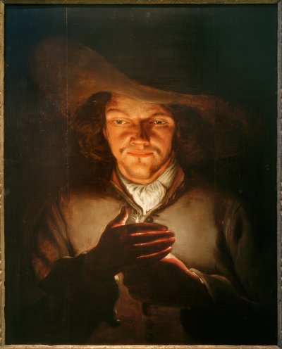 Un homme avec une bougie - Godfried Schalcken
