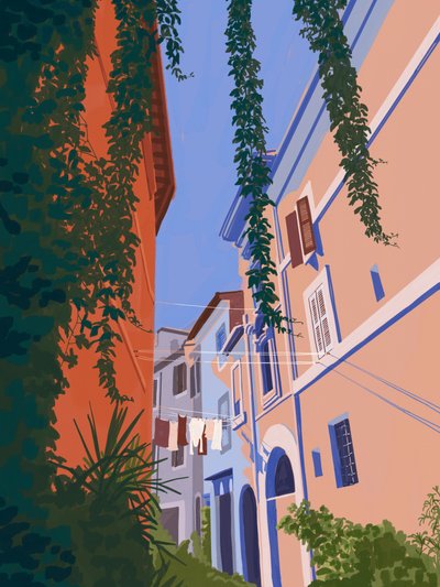 Une rue européenne pleine de charme - Goed Blauw