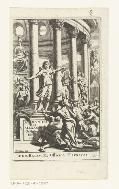 Page de titre pour Alexander ab Alexandro, Genialium dierum, tome 2, 1673 - Gonsales Appelmans (attributed to)