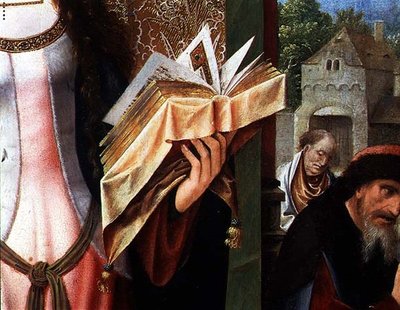 Sainte Catherine et les philosophes, détail du livre de prières (détail) - Goossen van der Weyden