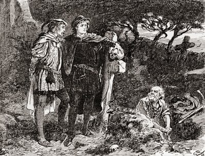 Scène de la pièce de William Shakespeare, Hamlet, Acte V, Scène 1, de Les Œuvres de William Shakespeare, publié en 1896 - Gordon Frederick Browne