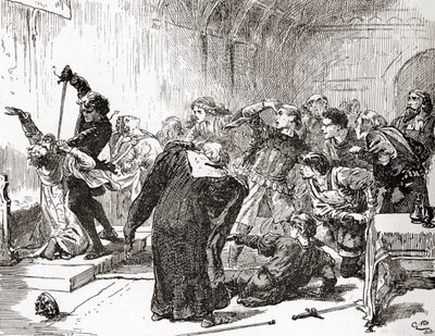 Scène de la pièce de William Shakespeare, Hamlet, Acte V, Scène 2, de Les Œuvres de William Shakespeare, publié en 1896 - Gordon Frederick Browne
