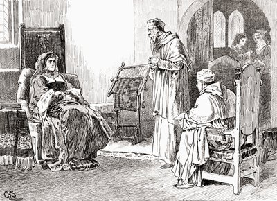 Scène de la pièce de William Shakespeare, Henri VIII, Acte III, Scène 1, de Les Œuvres de William Shakespeare, publié en 1896 - Gordon Frederick Browne