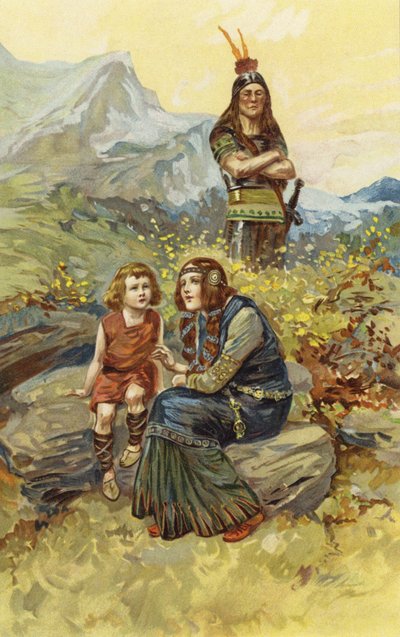 La femme esclave et Olaf, son fils, assis au soleil du matin - Gordon Frederick Browne