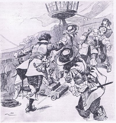 La mort de Von Tromp, 31 juillet 1653, illustration de British Battles on Land and Sea, 1915 - Gordon Frederick Browne
