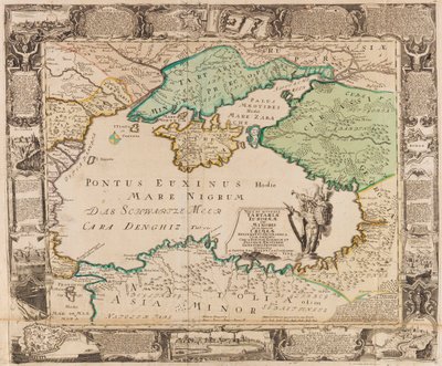Carte de la mer Noire et de la Crimée, vers 1740 - Gottfried Jacob Haupt