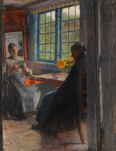 Femmes à la fenêtre du jardin - Gotthardt Kuehl