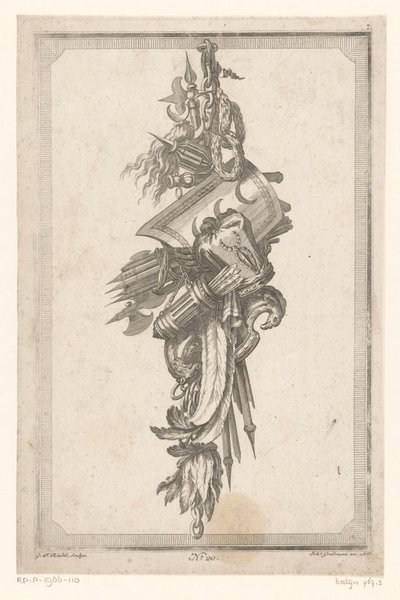Trophée avec bouclier et couvre-chef - Gottlieb Friedrich Riedel