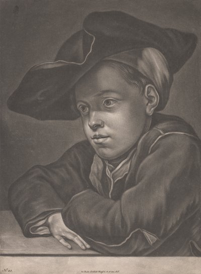 Garçon assis à une table - Gottlieb Heiss