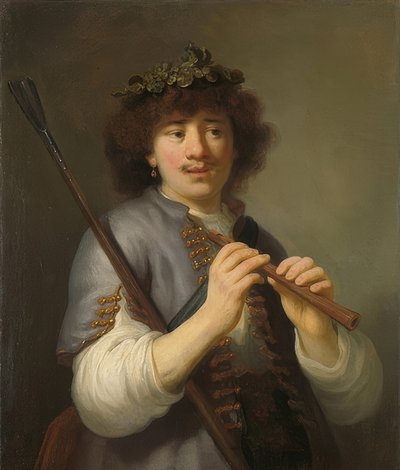 Rembrandt en berger avec bâton de berger et flûte - Govaert Flinck