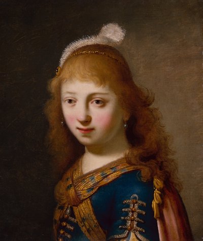 Jeune fille en robe bleue et cape rouge - Govaert Flinck