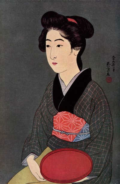 Une serveuse japonaise avec un plateau, 1920 1930 - Goyo Hashiguchi