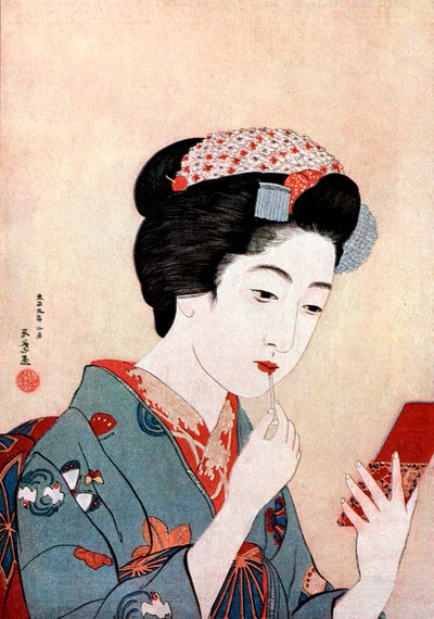 Une femme avec une brosse Beni, vers 1900-1921 - Goyo Hashiguchi