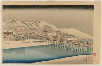 Grand Pont à Sanjo à Kyoto (Kyoto Sanjo Ohashi), ère Taisho, janvier 1920 - Goyo Hashiguchi